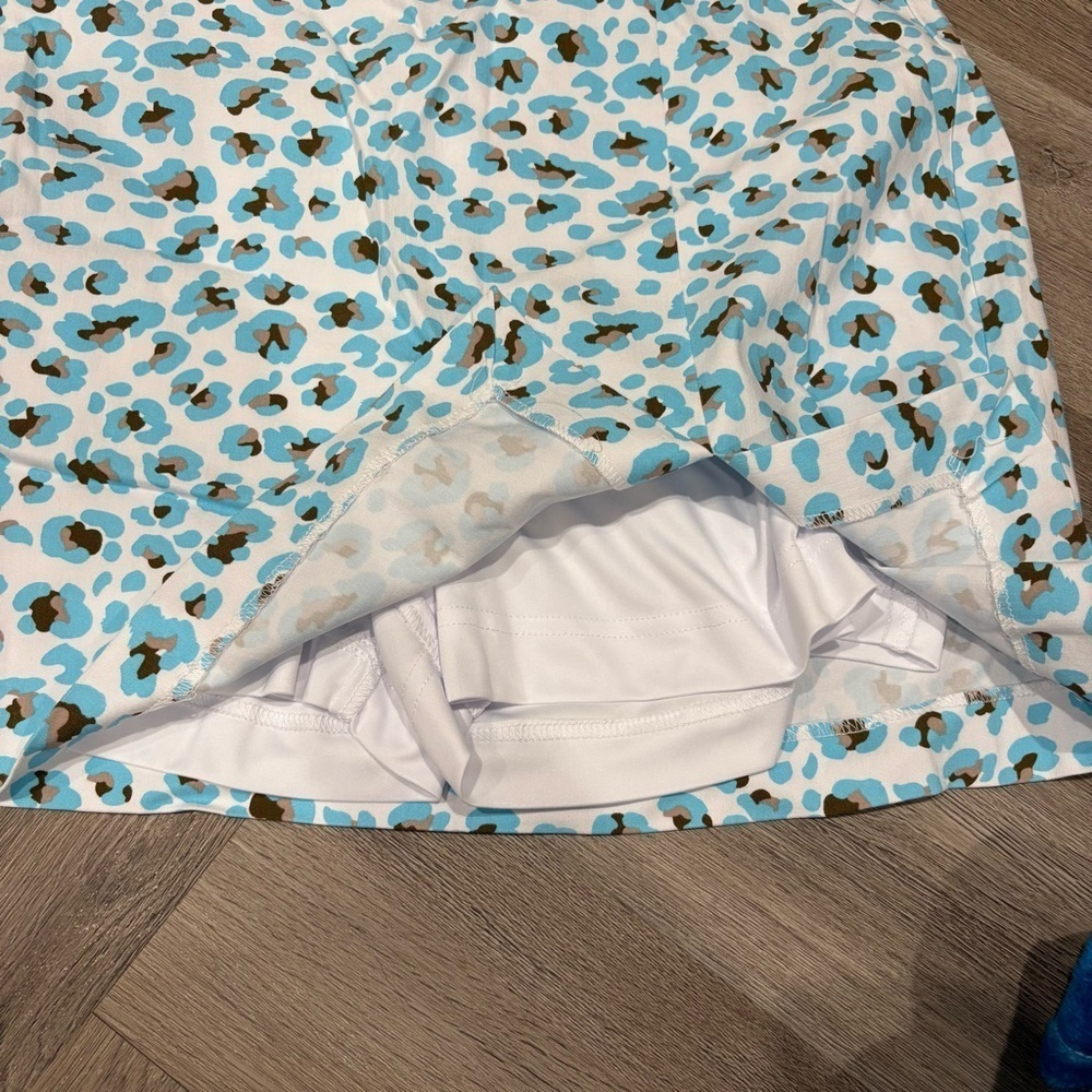 Krazy Larry Skort Women's Athletic Golf Skirt Blue Leopard Print Size 14 - Picture 4 of 8